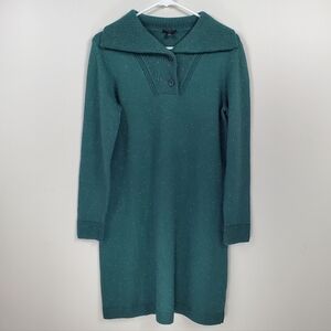 NWT Talbots Size Small Petite Green Supersoft Johnny Collar Sweater Dress